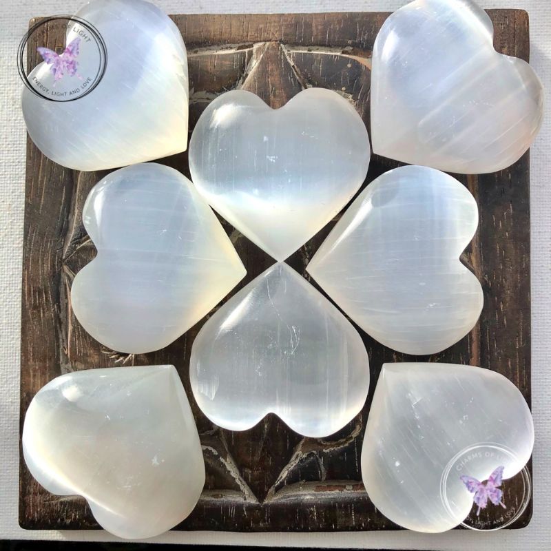 White Selenite Crystal Heart 50mm